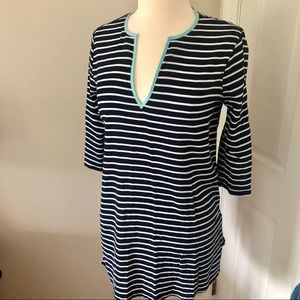 J. Crew Factory Navy White‎ Cotton Gauze Tunic S